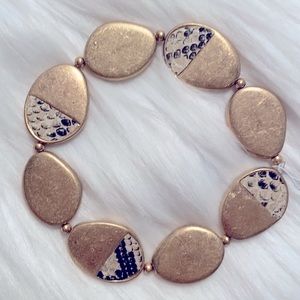 Bracelet Gold Tone and Animal Snake Print Stretch
